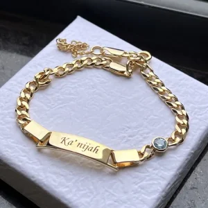Customized Personalized Birthstone Name Chain Bracelet
