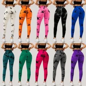 Fashionable Bright Tie-Dye High-Waist Yoga Pants