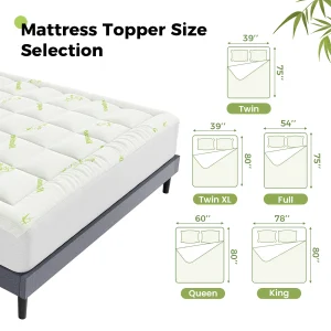 Bamboo Fiber Soft Mattress Topper with Deep Pockets