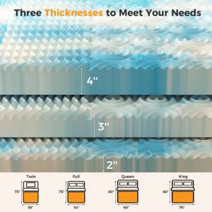 Gel Memory Foam Mattress Topper 5-Zone Pressure Relief